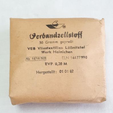 DDR Verbandzellstoff 50 g gepresst 1981/1982