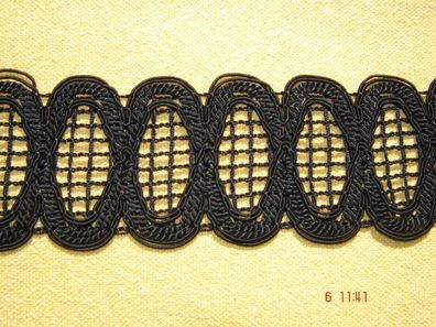 Posamentenborte filigran Trachtenborte seidig glänzend schwarz 6 cm breit je 1m