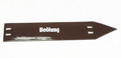 Rohrleitungskennzeichnungsschild "Beölung" Blech emailliert 26,5 x 5,5 cm