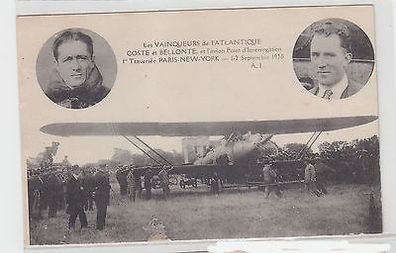 10709 Ak Doppeldecker Flugzeug Flug Paris New York 1930