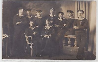 25201 Foto Ak Gruppe Matrosen der 1. Minen Abteilung 1. Weltkrieg 1914