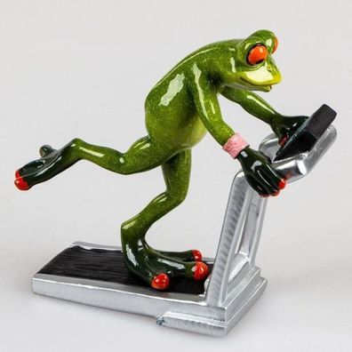 Formano Frosch Fitness auf Laufband Joggen Sport Deko grün schwarz rosa orange