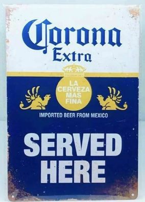 Nostalgie Nostalgie Retro Schild "Corona Extra Served Here" 30x20 12016 (Gr. 30x20cm)