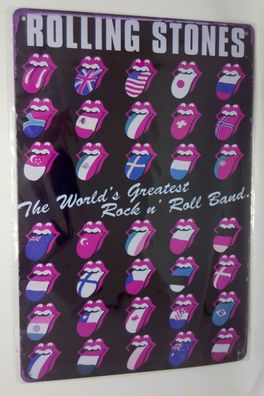 Nostalgie Blechschild Rolling Stones Rock n' Roll 30x20 50102 (Gr. 30x20cm)