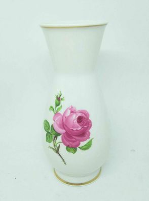 Nostalgie Meissen Porzellanvase Rote Rosen mit Goldrand 17,5 cm 60226