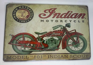 Nostalgie Retro Blechschild Motorrad Indian Motorcycle Model 101 30x20 50128