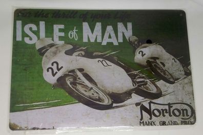 Nostalgie Retro Blechschild Motorrad Isle of Man Norton 30x20 50132 (Gr. 30x20cm)