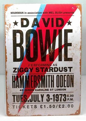 Nostalgie Nostalgie Vintage Retro Schild "DAVID BOWIE Ziggy Stardust" (Gr. 30x20cm)