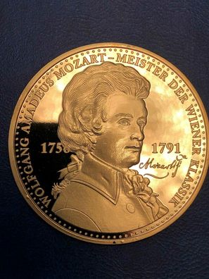 Salzburg Wolfgang Amadeus Mozart 24 Karat Vergoldet ø 50mm 90016