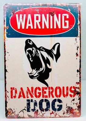 Nostalgie Nostalgie Vintage Retro Schild "WARNING Dangerous DOG" 30x20 (Gr. 30x20cm)