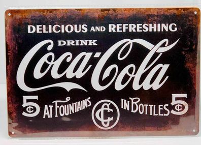Nostalgie Nostalgie Vintage Retro Schild "Coca-Cola " 30x20 12062 (Gr. 30x20cm)