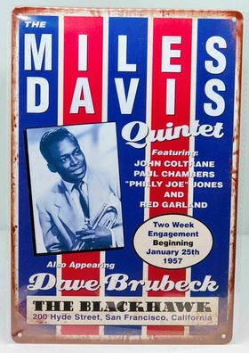 Nostalgie Nostalgie Vintage Retro Schild "The Miles Davis Quintet " 30x20