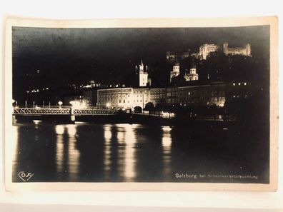 Salzach Staatsbrücke u Altstadt bei Nacht 60011