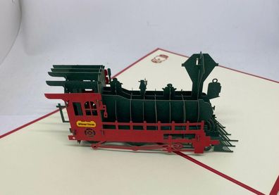 Pop Up Karte 3D Lokomotive Eisenbahn Geburtstag Reisen Format 15 x 20 50032