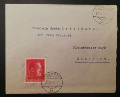 Deutsches Reich Briefkuvert Stempel Zell am See Salzburg 25227