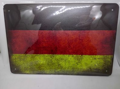 Nostalgie Retro Blechschild Deutschland Flagge 30x20 60225 (Gr. 30x20cm)