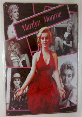 Nostalgie Retro Blechschild Marilyn Monroe rotes Kleid 30x20 50120 (Gr. 30x20cm)
