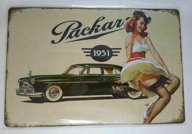 Nostalgie Nostalgie Retro Blechschild Auto Frau Packard 1951 30x20 50158