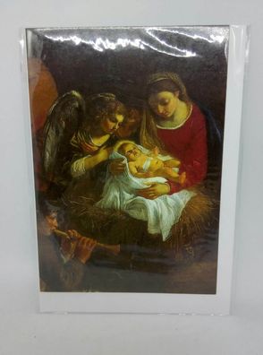 Nostalgie Weihnachtskarte Maria Jesus Engel Krippe 10,5x15 inkl. Kuvert 80066