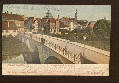 Crailsheim Jagst Brücke mit Postamt 80247