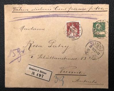 Postablage 1922 Geneve Rhone Wien Siegel 25331