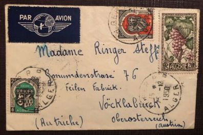 Postablage Luftpost Algerie Algier 1950 Vöcklabruck 25355