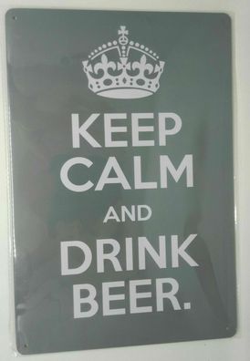 Nostalgie Retro Blechschild Bier "keep calm and drink beer", 30x20 50049 (Gr. 30x20)