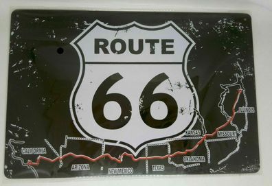 Nostalgie Nostalgie Retro Blechschild Route 66 States 30x20 50135 (Gr. 30x20cm)