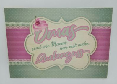 Holzpostkarte magnetisch Oma Mama Zuckerguss Cupcake 14x10 Birkenholz 50258