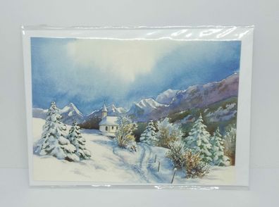 Nostalgie Weihnachtskarte Winterlandschaft Schnee 10,5x15 inkl. Kuvert 80075