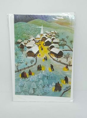 Nostalgie Weihnachtskarte Winterlandschaft Schnee 10,5x15 inkl. Kuvert 80076