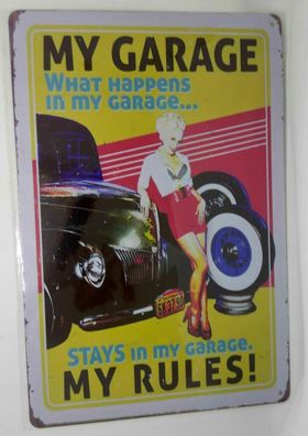 Nostalgie Nostalgie Retro Blechschild "My Garage My Rules!" 30x20 50137 (Gr. 30x20cm)