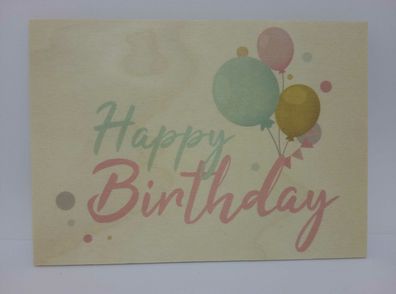 Holzpostkarte magnetisch "Happy Birthday" Luftballon 14x10 Birkenholz 50299