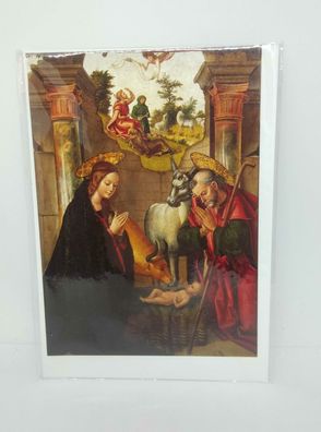 Nostalgie Weihnachtskarte Maria Josef Jesus Krippe 10,5x15 inkl. Kuvert 80078