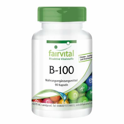 B-100 Komplex 90 Kapseln Vitamin B Folsäure Cholin Inositol - fairvital