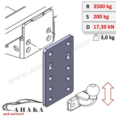 Höhenverstellbare Adapterplatte Anhängerbock 5x90mm Dodge Ram 1500 III 2008-2010