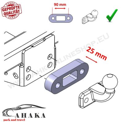 Kugelkopfverlängerung Distanzblech 25mm AHK Ford Ranger II 2006-2012