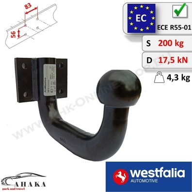 Kupplungskugel mit 4-Loch Halterung Anschraubplatte 56x83mm Citroen C25 81-94