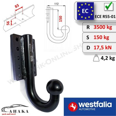 Höhenverstellbare Anschraubplatte 56x83mm (-150 mm) Leyland DAF 400 1989-1997