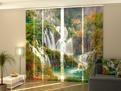 Foto-Schiebegardine Wasserfall in Kroatien, Flächenvorhang mit Motiv, Gardine auf Maß