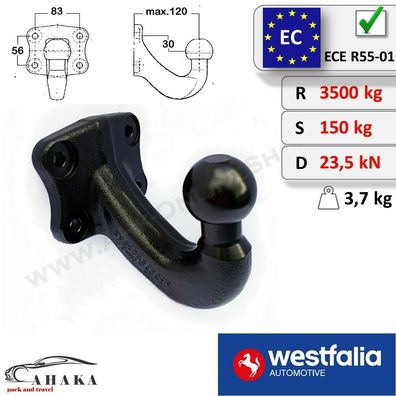 Anschraubplatte Kupplungskugel AHK-Bock 83x56mm VW T4 1996-2003