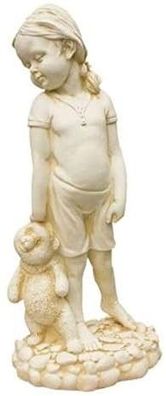 Mädchen Büste Statue mit Teddy Bär lieblich Kind Hand gefertigt Figur Skulptur