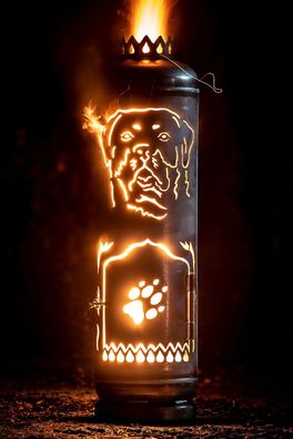 Feuerstelle Rottweiler Hund Feuertonne für Garten und Terrasse Feuerflair