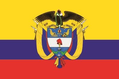 Fahne Flagge Kolumbien mit Wappen Premiumqualität