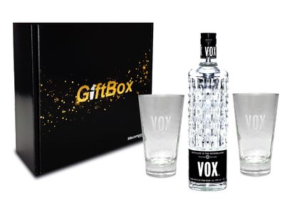 VOX Set / Geschenkset - VOX Vodka 0,7l 700ml (40% Vol) + 2x VOX Gläser
