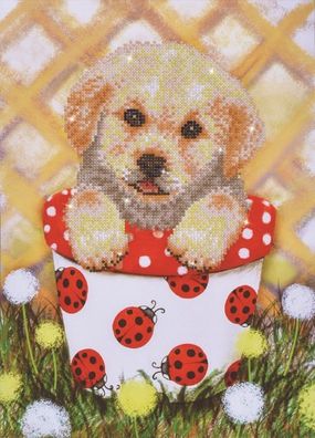 Diamond Dotz Diamantbilder - Hunde Welpe im Topf ca. 38x50 cm