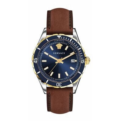 Versace Herren Uhr Armbanduhr Leder Hellenyium VE3A00420
