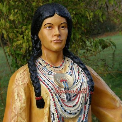 Squaw Indianer Frau Figur Statue Skulptur Deko lebensgroß lebensecht Western neu