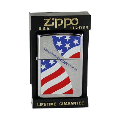 Zippo Feuerzeug Modell American Flag with Famous Zippo marking