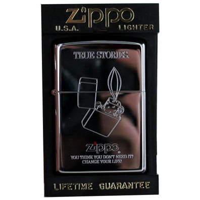 Zippo Feuerzeug Modell TRUE Stoires Silver